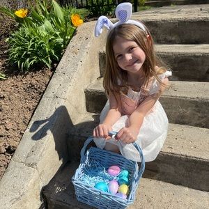 5T OshKosh Bigosh Pink and White Tulle Overall Bunny Dress
